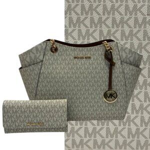 Michael Kors Jet Set Vanilla Shoulder Tote Bag with Wallet NWT